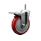 Service Caster 5'' Red Polyurethane Wheel Swivel 7/16'' Stem Caster with Total Lock Brake SCC-GRTTL20S514-PPUB-RED-716138 - alternate 1